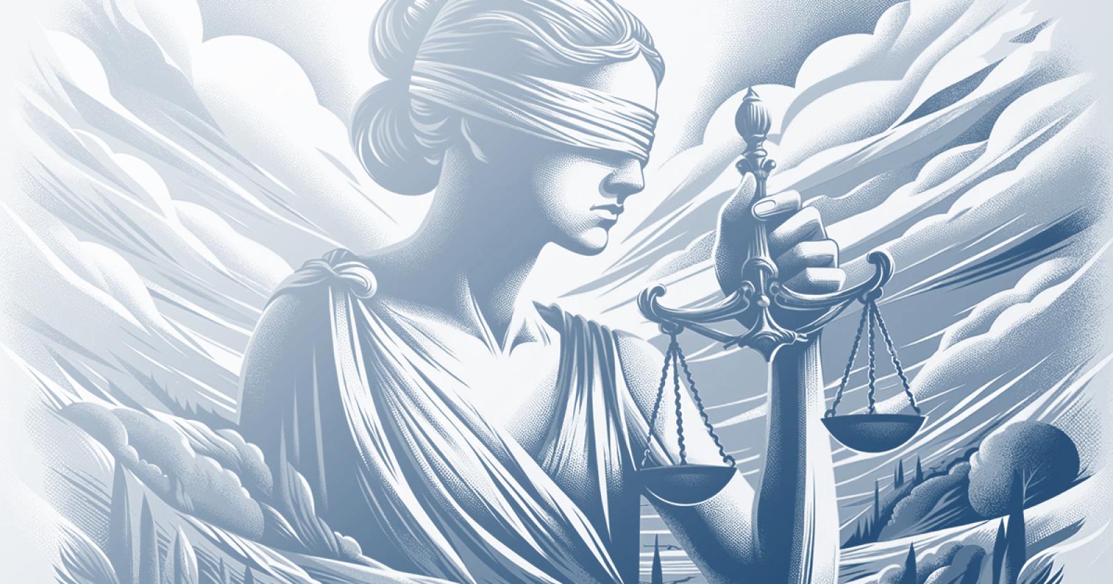 Justitia mit Waage und Augenbinde